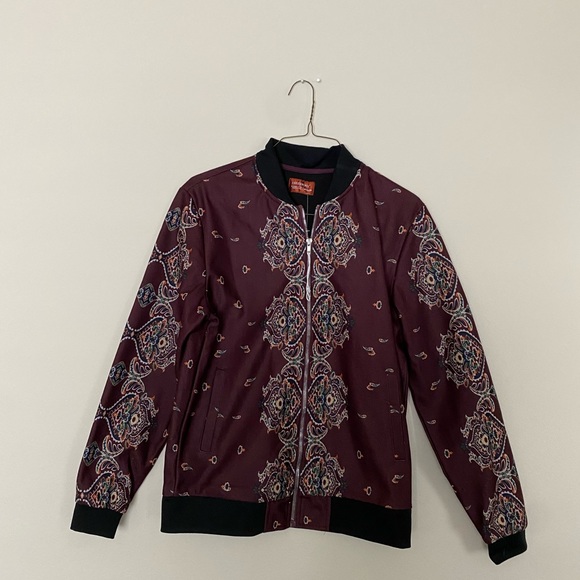 Consequence Burgundy Indowestern Bomber Jacket - Picture 1 of 8